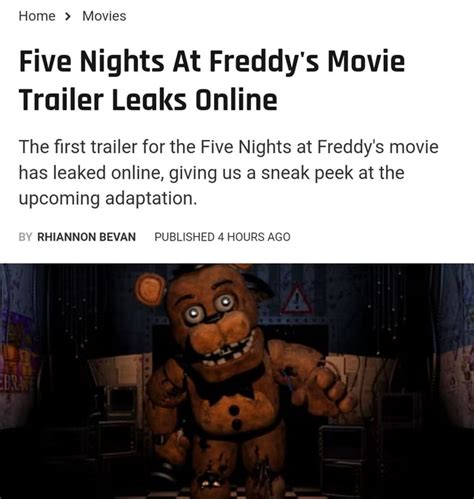 Five Nights at Freddys Movie Trailer Leaks Online